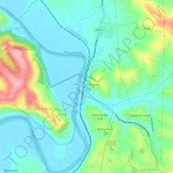 Mappa topografica Poggio Mirteto Scalo, altitudine, rilievo