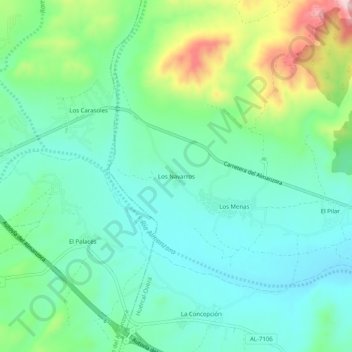 Mappa topografica Los Navarros, altitudine, rilievo