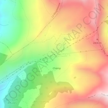 Mappa topografica Revard, altitudine, rilievo