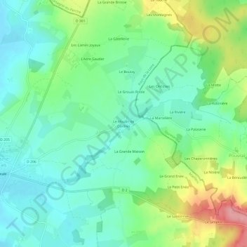 Mappa topografica Le Moulin de Contres, altitudine, rilievo