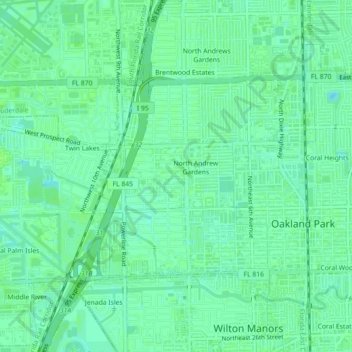 Mappa topografica Lloyds Estates, altitudine, rilievo
