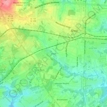 Mappa topografica Maple, altitudine, rilievo