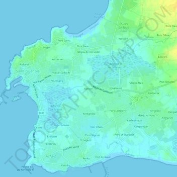 Mappa topografica Kereon, altitudine, rilievo