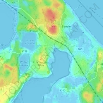 Mappa topografica Bansin Dorf, altitudine, rilievo