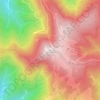 Mappa topografica Kandel, altitudine, rilievo