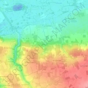 Mappa topografica Chasserat, altitudine, rilievo