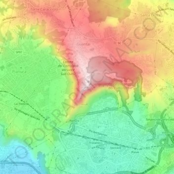 Mappa topografica Camaldoli, altitudine, rilievo
