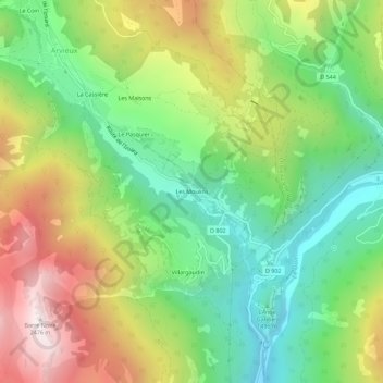 Mappa topografica Les Moulins, altitudine, rilievo