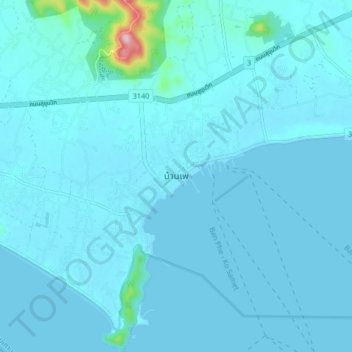 Mappa topografica Ban Phe, altitudine, rilievo