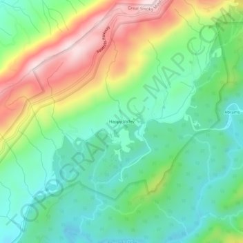 Mappa topografica Happy Valley, altitudine, rilievo