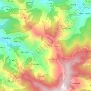 Mappa topografica Mangraun, altitudine, rilievo