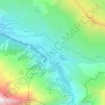 Mappa topografica Le Pied du Col, altitudine, rilievo