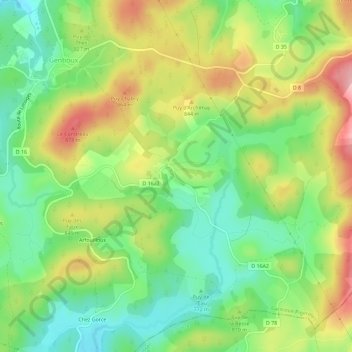 Mappa topografica La Lézioux, altitudine, rilievo