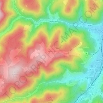 Mappa topografica Fréconrupt, altitudine, rilievo