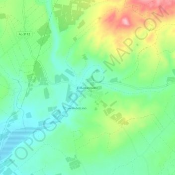 Mappa topografica El Barranquete, altitudine, rilievo