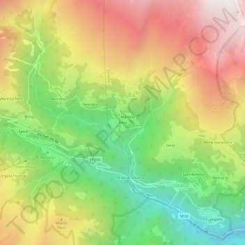 Mappa topografica Raso, altitudine, rilievo
