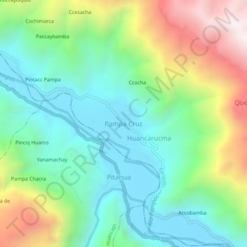 Mappa topografica Pampa Cruz, altitudine, rilievo