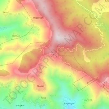 Mappa topografica Rinchi, altitudine, rilievo