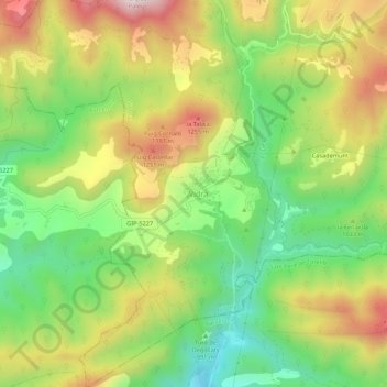 Mappa topografica Vidrà, altitudine, rilievo