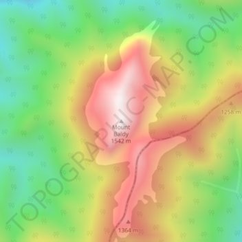 Mappa topografica Mt Baldy, altitudine, rilievo