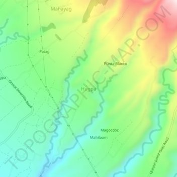 Mappa topografica Hugpa, altitudine, rilievo