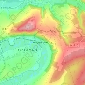Mappa topografica Ailly-sur-Meuse, altitudine, rilievo