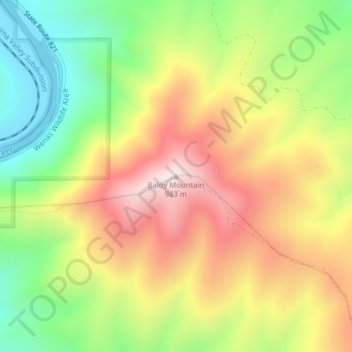 Mappa topografica Baldy Mountain, altitudine, rilievo