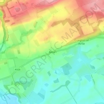 Mappa topografica Airlie, altitudine, rilievo