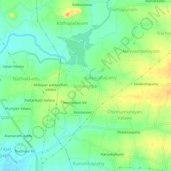 Mappa topografica Indranagar, altitudine, rilievo
