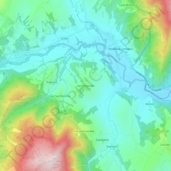 Mappa topografica San Fortunato, altitudine, rilievo
