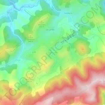 Mappa topografica Couffouleux, altitudine, rilievo
