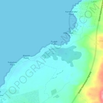 Mappa topografica Puakō, altitudine, rilievo