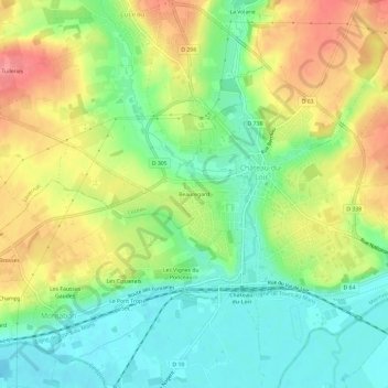 Mappa topografica Beauregard, altitudine, rilievo