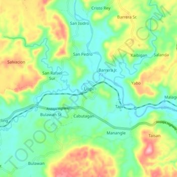 Mappa topografica Lupi, altitudine, rilievo