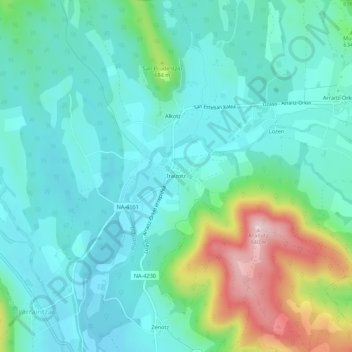 Mappa topografica Iráizoz, altitudine, rilievo