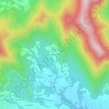 Mappa topografica Regione Monpalà, altitudine, rilievo