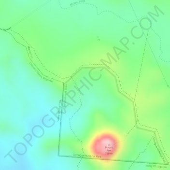 Mappa topografica Mount Fox, altitudine, rilievo