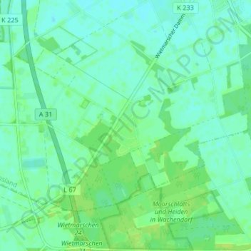 Mappa topografica Großer Sand, altitudine, rilievo