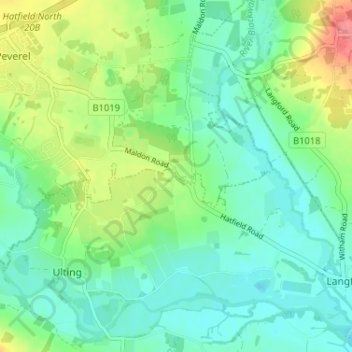 Mappa topografica Doe's Corner, altitudine, rilievo
