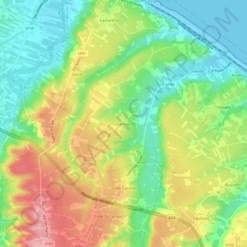 Mappa topografica Granciaro, altitudine, rilievo