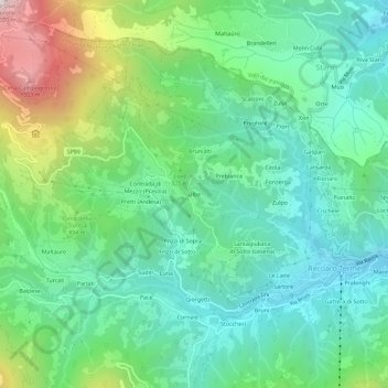 Mappa topografica Ulbe, altitudine, rilievo