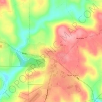 Mappa topografica Marianne, altitudine, rilievo
