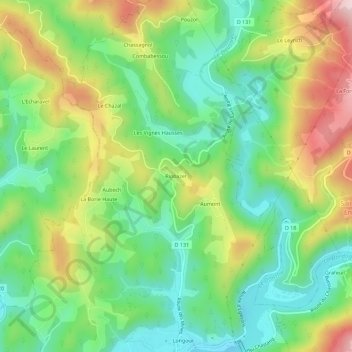 Mappa topografica Riobazet, altitudine, rilievo