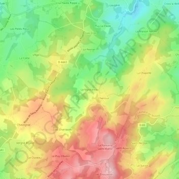Mappa topografica Le Masbareau, altitudine, rilievo