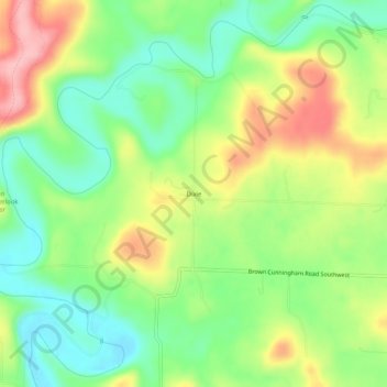 Mappa topografica Dixie, altitudine, rilievo