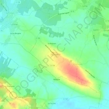 Mappa topografica Le Treuil, altitudine, rilievo