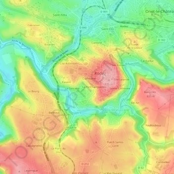 Mappa topografica Gourgan, altitudine, rilievo