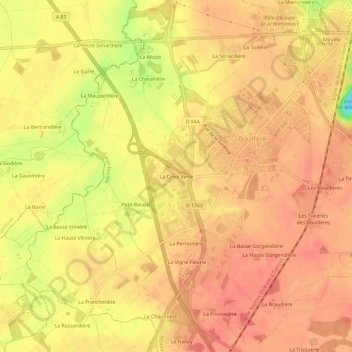 Mappa topografica La Croix Verte, altitudine, rilievo