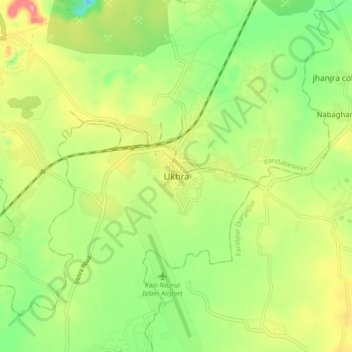 Mappa topografica Ukhra, altitudine, rilievo