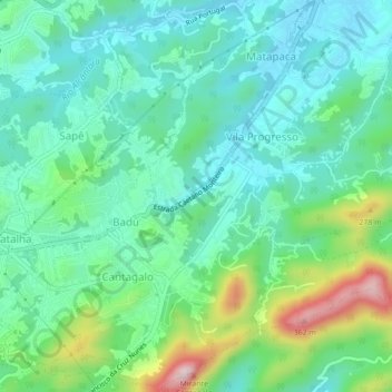 Mappa topografica Pendotiba, altitudine, rilievo